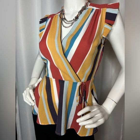 MONTEAU Multicoloured faux wrap/peplum top - Picture 4 of 9